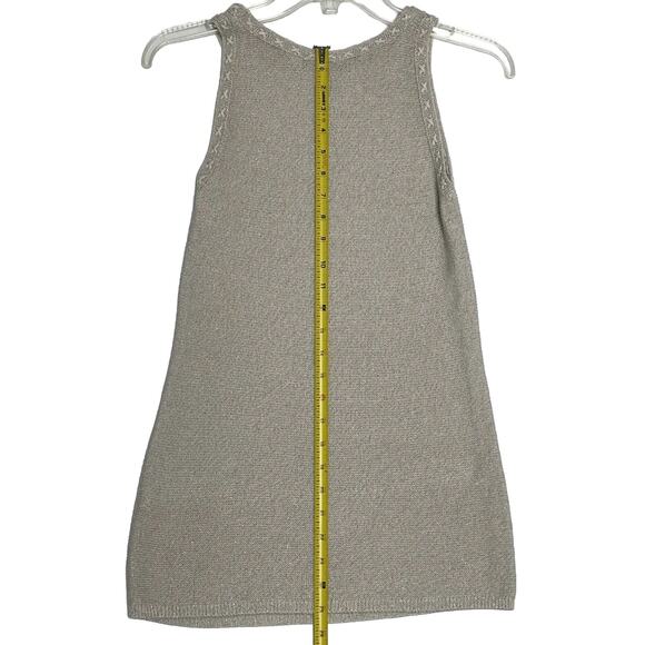 White House Black Market Tunic Length Tank Oatmeal, Gold Threading Glittery, XS - Picture 13 of 13